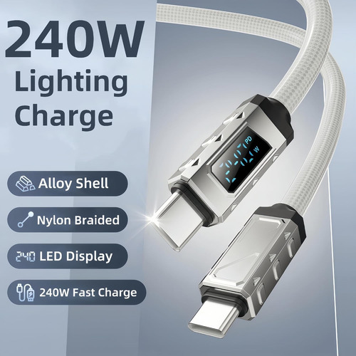 Cable De Datos Usb-c De 1,5 M Y 240 W, Carga Rápida Tipo C
