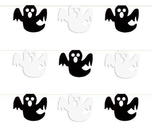 Kit Bandeirinha Halloween Fantasma Brancopreto 10 Pacotes 5