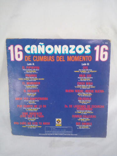 Lp 16 Cañonazos De Cumbias Del Momento Trebol 1985 (Usado)