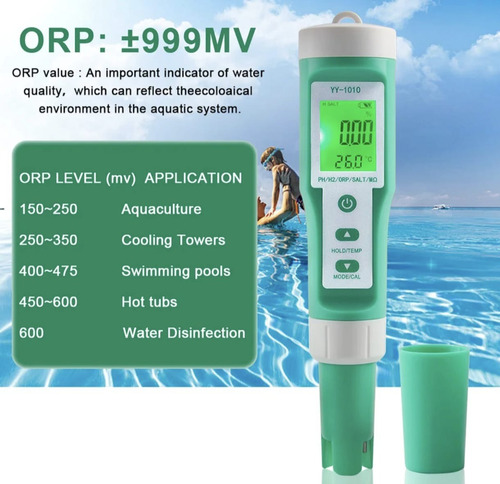 Medidor De Agua 10 En 1 Ph Ec Tds Orp Salt H2 S.g Mq F Temp