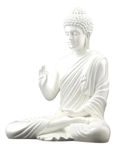 Buda Sentado Adorno Decoracion Relajacion 25 Cm Color Blanco