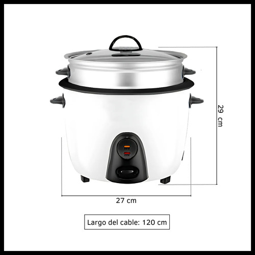 Arrocera Vaporera Olla Eléctrica Antiadherente 700w 2 Litros Apagado Automático Mantener Caliente