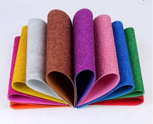 Pack 10 Pliegos De Goma Eva Glitter 40x60 Cms 10 Colores 