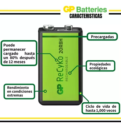 GP ReCyko 9V 200 mAh (Paquete de 1 pila)