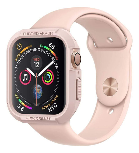 Estuche Funda | Spigen Rugged Armor | Para Apple Watch 9 8 7 6 5 4 Se2 Se | Tamaño 45mm 44mm | Color Rosa | Protección Antichoque | Acabados Premium