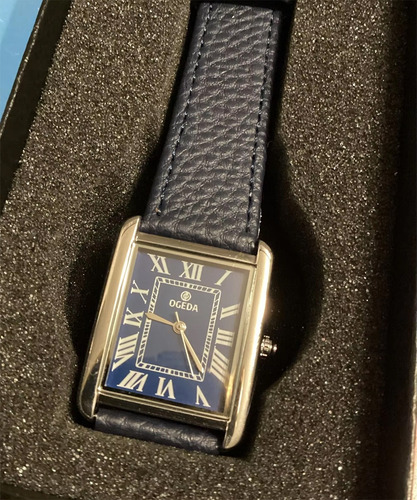 Reloj De Cuarzo Rectangular Clásico Ogeda Con Correa De Piel