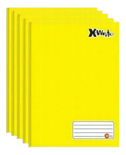 Kit 5 Cadernos Pequenos 1/4 X- Write Amarelo 96 Folha Máxima