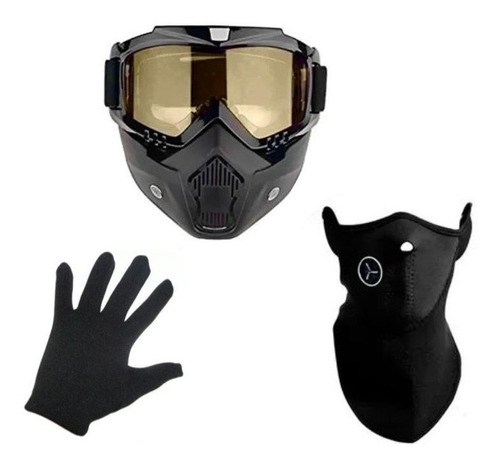 Antiparras Mascara Casco Abierto Air Flow + Guantes Cuello 