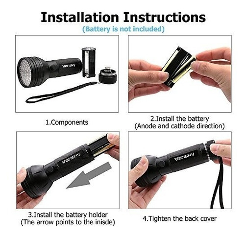 Imagen 3 de 6 de Linterna Uv Luces Uv De Luz Negra, Vansky 51 Led Ultraviolet