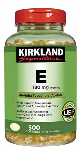 Vitamina E Kirkland X 500 Cápsulas, - Unidad a $222