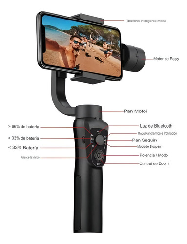 Estabilizador Gimbal S5b Pro De 3 Ejes 360 Grados Para Smartphone Negro