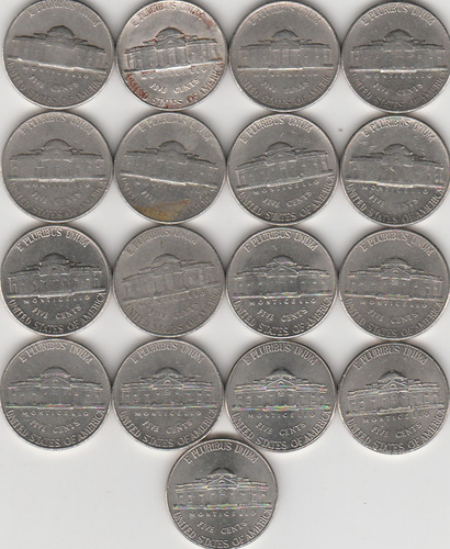 17 Moedas Five Cents Dollar Diferentes - 5 Cents Dólar Eua (Usado)
