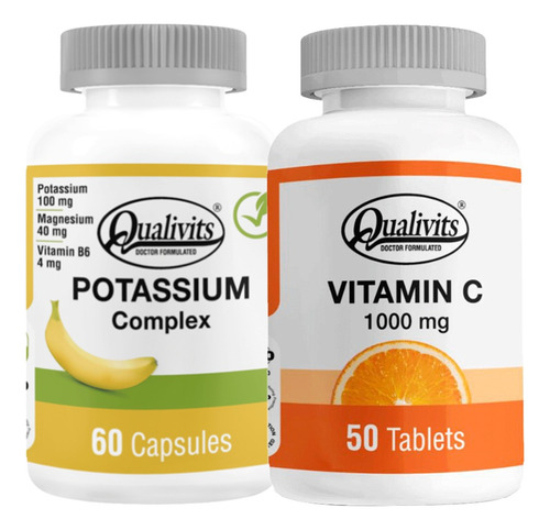 Potasio Complex Magnesio + Vitamina C 1000 Mg X50 Qualivits Sabor Natural