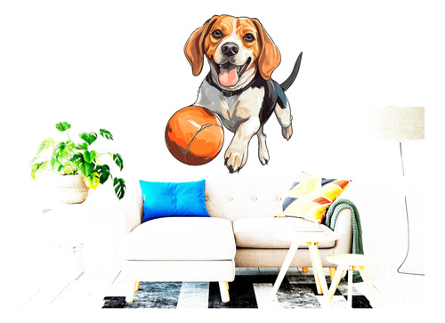 Vinilo Adhesivo Pared Decorativo Perro Raza Beagle 100cms