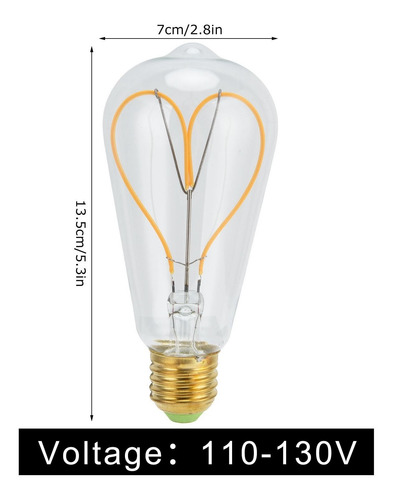 Bombilla Love Peach Con Filamento Led Transparente En Forma