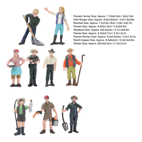 Mt Muñecos De Granjero Simulados Farmer Models, 9 Piezas