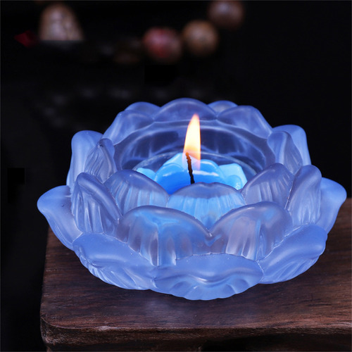 Vela De Té V De Cristal Con Forma De Flor De Loto, 7 Colores