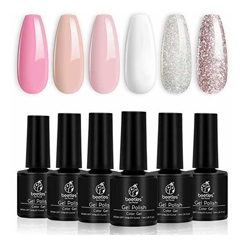 Escarabajos French White Gel Esmalte De Uñas Kit - 6 Pack Nu