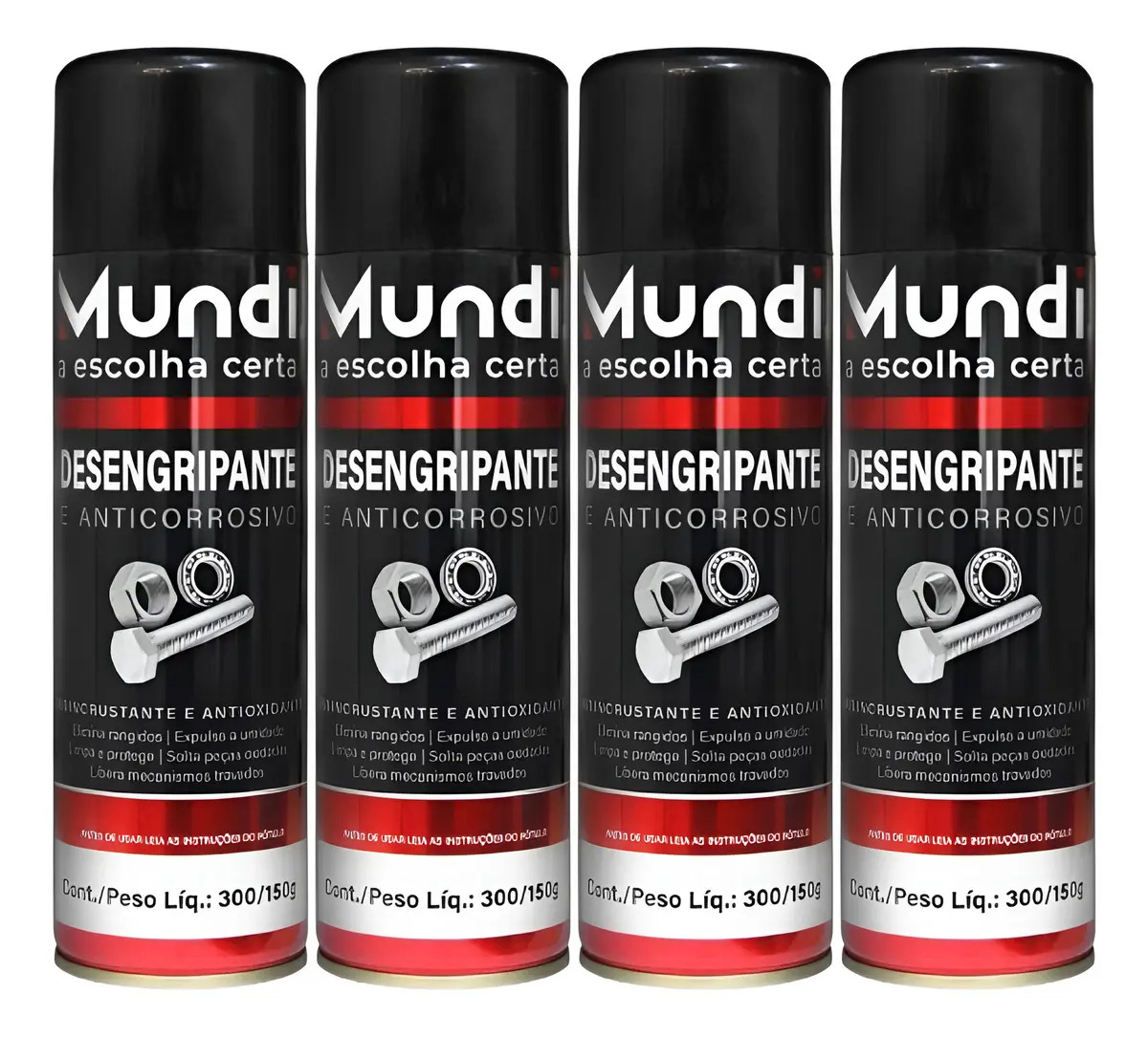 Kit 4 Óleo Lubrificante Antiferrugem Desengripante Mundi