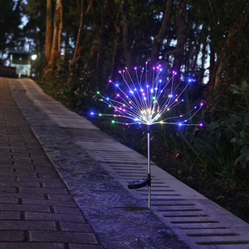 Imagen 7 de 9 de Pack 2 Luces Micro Led Hadas Fuego Artificial Solar Navidad