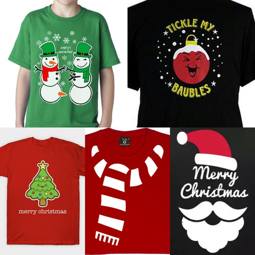 Camisetas Niños Adultos 100% Algodón - Diseños De Navidad