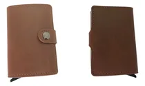 Comprar Billetera Tarjetero Porta Tarjetas Y Documentos Con Rfid Color Marrón Diseño De La Tela Lisa