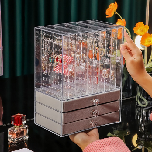 Imagen 3 de 10 de Caja Acrilica Organizador Aros Y Joyas A Cajones