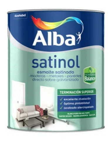 Satinol Esmalte Sintetico Satinado Al Agua Alba X 1 Litros