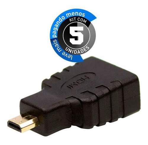 Adaptador Hdmi Fêmea Para Micro Hdmi Macho - Kit Com 5