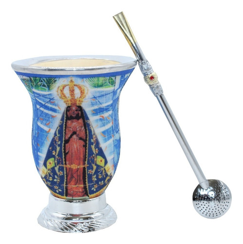 Kit Chimarrao Cuia Luxo Nossa Senhora Aparecida C/ Bomba