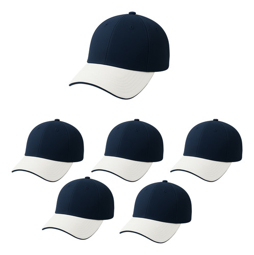 Gorra Unisex Con Visera Curva Sandwich En Visera (6 Piezas) Azul Marino Con Blanco Unitalla
