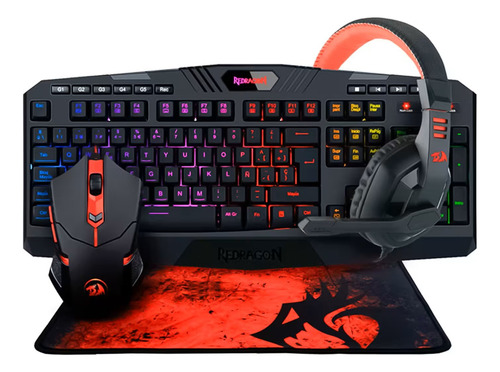 Kit Gamer Redragon Teclado + Ráton M601 + Headset + Mousepad Negro Negro
