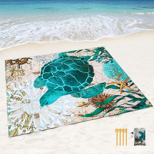 Manta De Playa, 79 X 83 Pulgadas, Impermeable, A Prueba De A