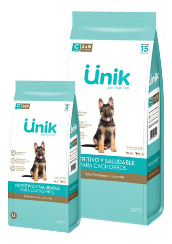 Alimento Unik Perro Cachorro Talla Mediana/grande 15kg