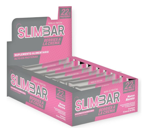 Slimbar Berries A La Crema 60g Caja X12 Barras Berries A La Crema