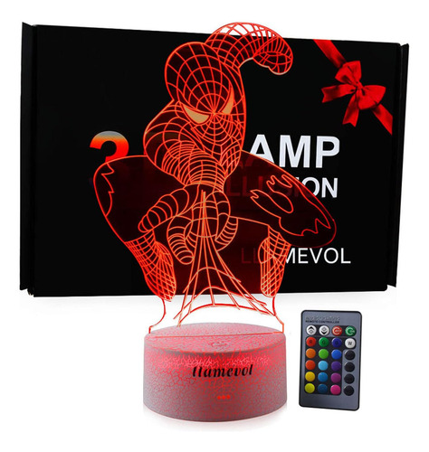 Lámpara De Noche Spiderman Diseño Superhéroe 3d 7 Colores Color De La Estructura Color De La Pantalla