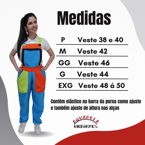 Macacão Colorido Para Monitores De Festas Infantis Vermelho Azul-celeste P