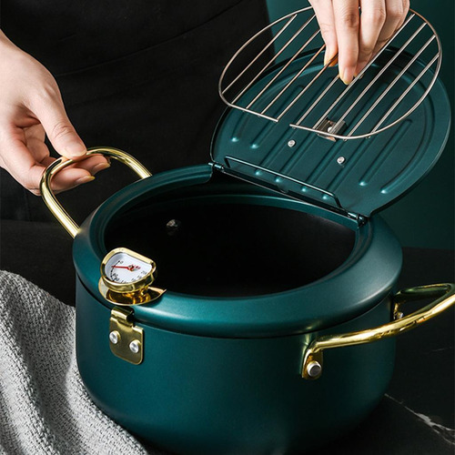 Frigideira Profunda De Aço Inoxidável Panela De 24cm Verde