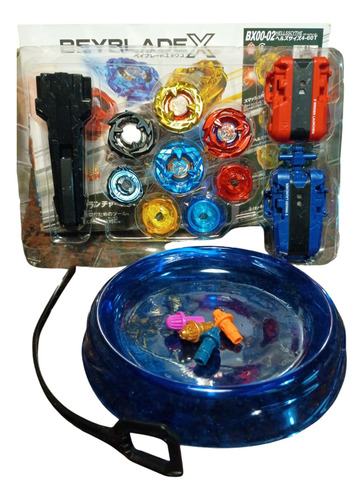 Set 4 Unidades Beyblade + Pista + 2 Lanzadores Y Mango Bx Pack