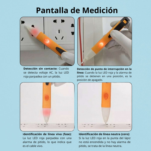 Probador De Voltaje Cat Iii 1000v 90-1000 Ac Kit De 4 Piezas