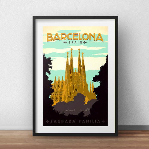 Cuadro Barcelona Espana Ciudad Arte Decoracion Con Paspartú