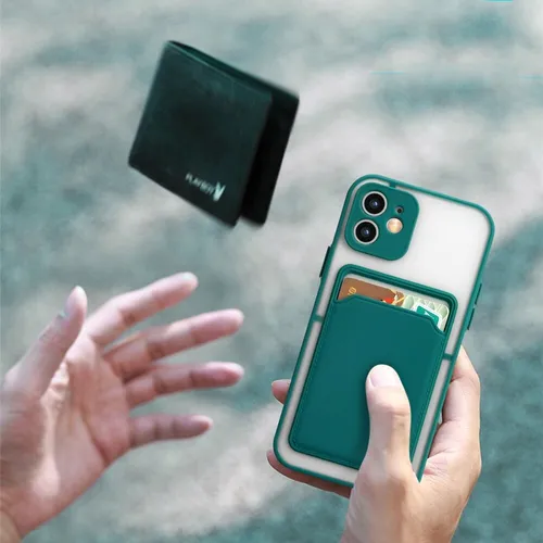 Tarjetero 2 En 1 Funda Mate A Prueba De Golpes Para iPhone 1