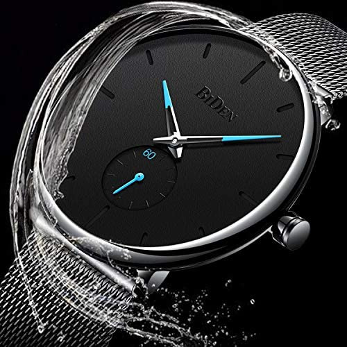 Relojes Negros Para Hombre, Reloj De Malla Resistente Al Agu