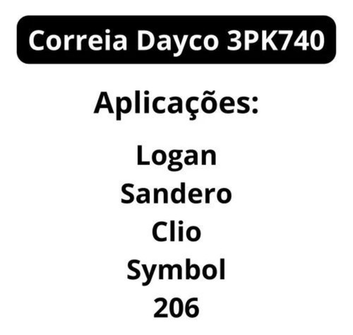Correia Alternador Logan Sandero 206 Clio Symbol 3pk740