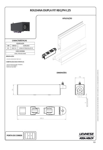 Roldana Dupla Suprema Rolamento E Regulagem Rol439 C/ 50 Pçs