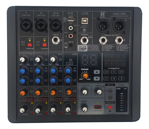 Mezcladora 6 Canales Harden Kmx-6bs 99dsp Bluetooth Usb