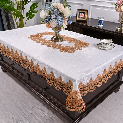 Mantel Rectangular Blanco Para Mesa De Comedor