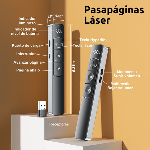 Apuntador Presentador Láser Inalámbrico Usb Recargable