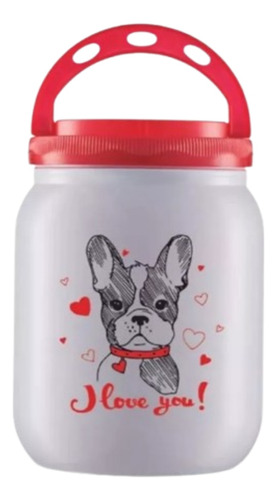 Pote Ração Branco Dog Love 3,6lt Porta Ração Com Alça Tampa