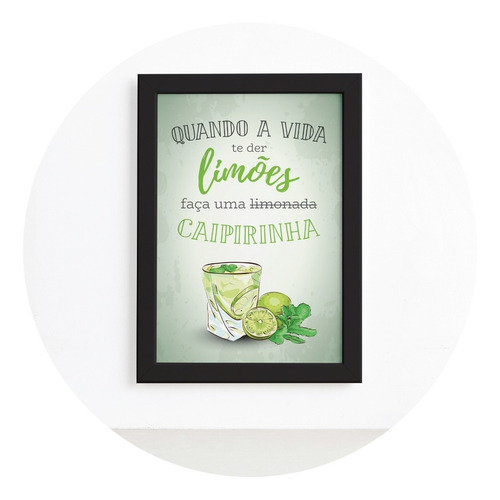 Imagem 1 de 3 de Quadro Cozinha E Bar Frase Caipirinha 22x32cm Moldura Preta